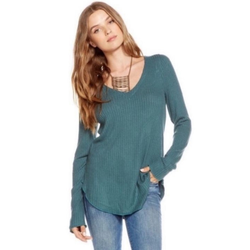 Chaser green thermal henley long sleeve shirt